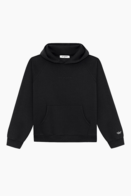 Black Black Basic Oversized Hoodie Sweatshirt