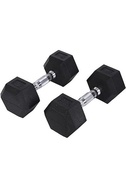 Hexagon Rubber Coated Dumbbell