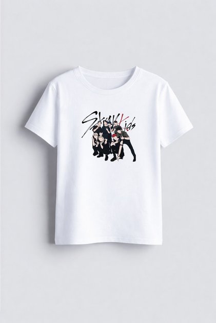 Stray Kids the Dominate Printed Crew Neck Kids Adult White T-Shirt T-Shirt