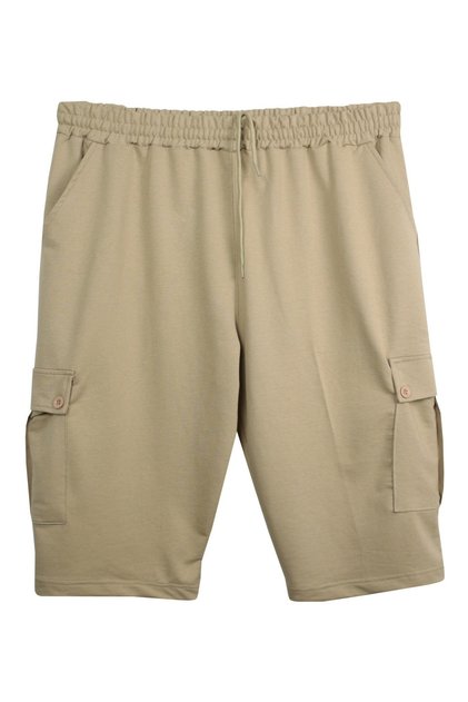 Men's Plus Size Cargo Pocket Combed Cotton Capri Beige