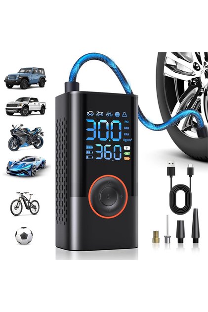 Compresor Aer Portabil Auto Bicicletă | Pompă Anvelope Baterie 4000mAh Afișaj Digital LED