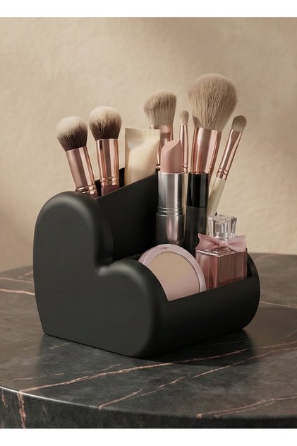 Horizontal Heart-Shaped Divided Makeup Table Organizer