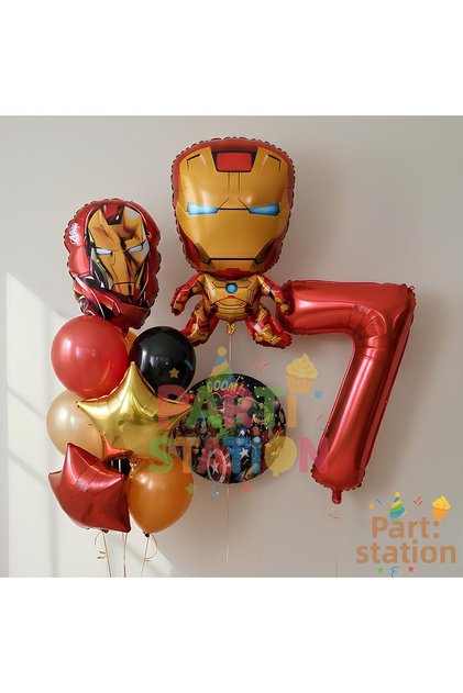 Avengers Iron Man 7 Year Old Birthday Balloon Set | 10 Piece Iron Man Balloon Party Set