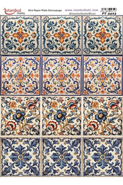 Rice Decopage Paper 30X42Cm Pt-3423 Ethnic Tile