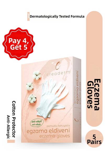 Cotton Protective Eczema Gloves - 100% Cotton - Eczema Gloves - 5 Pieces