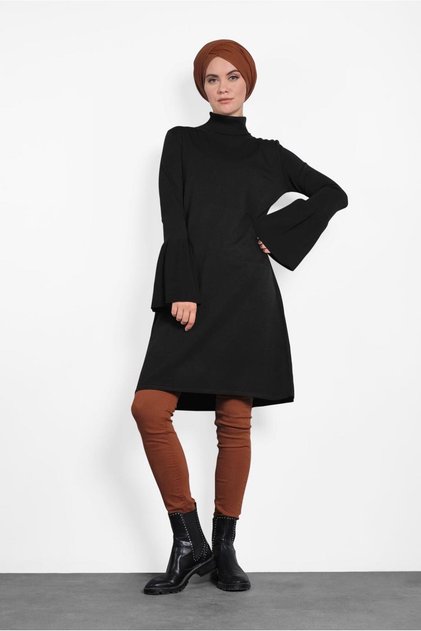 Wide Sleeve Turtleneck Knitwear Tunic 40002