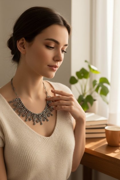 Zircon Stone Engagement Henna Wedding Choker