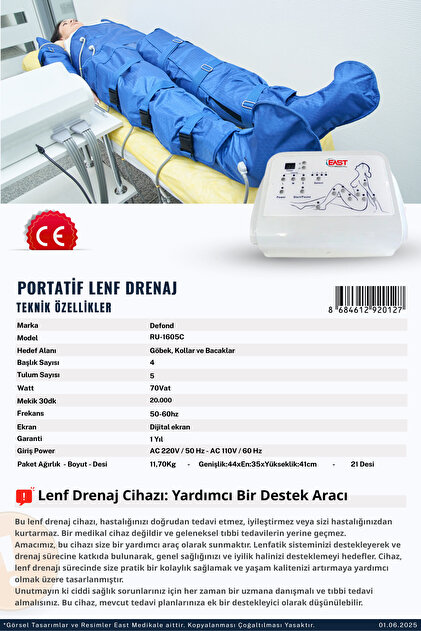 East Medical Portatif Lenf Drenaj Cihazı - Fiyatı, Yorumları