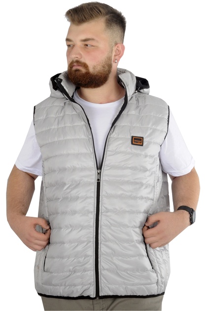 Mode XL Large Size Vest Quilted Hooded 22600 Gray