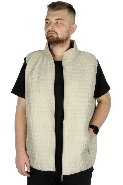 Mode XL Large Size Men's Vest with Quilted Collar 22601 Gray