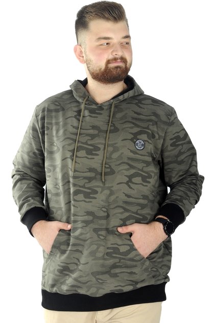 Mode XL Men's Sweat Hoodie Kangaroo Camouflage 22547 Khaki