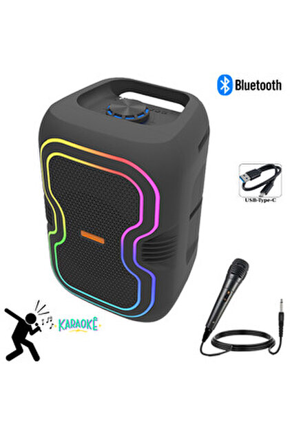 hızlı store ABS-12101 80W Bluetooth Karaoke Hoparlör – RGB Işıklı