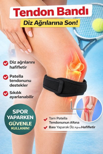 Ayarlanabilir Diz Ağrısına Karşı Etkili Silikonlu Tendon Bandı Diz Altı ve Patella Koruyucu Kaymaz
