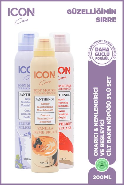ICON CİLT BAKIM KÖPÜĞÜ STRAWBERRY-CHEESECAKE&BLUEBERRY-MILKSHAKE&VANILLA CREME-BRULEE SET