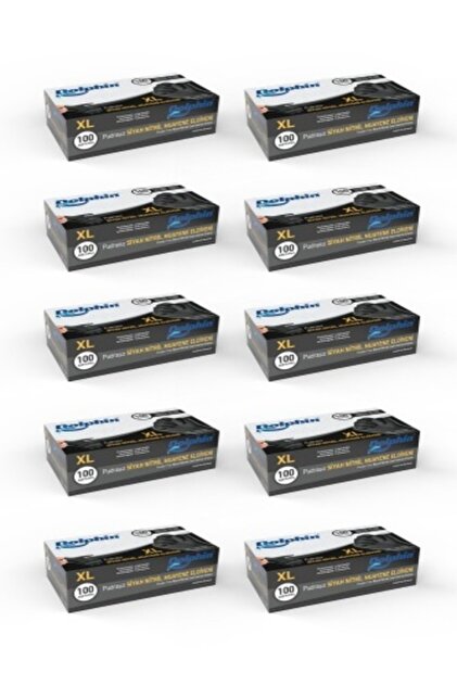 Dolphin Siyah Çok Amaçlı Nitril Eldiven Pudrasız (xl) 100lü Paket