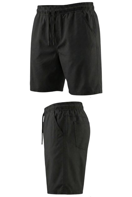 Lycra Large Size Suitable for 120-157 kg Men's Lace-Up Elastic Waist Gabardine Shorts Black