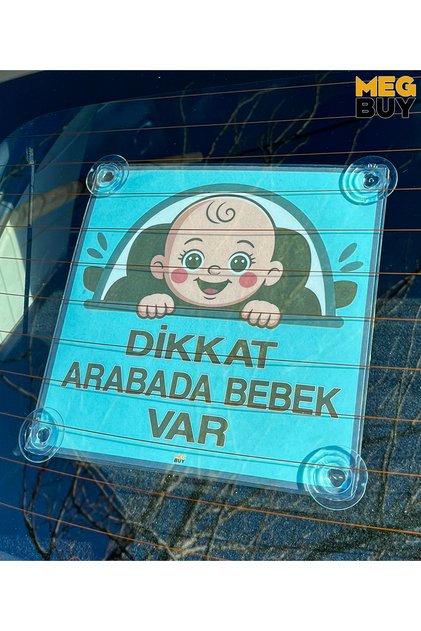 Dikkat Arabada Bebek Var Yazılı Bebek Araba Cam Süsü Oto Aksesuar Vantuzlu