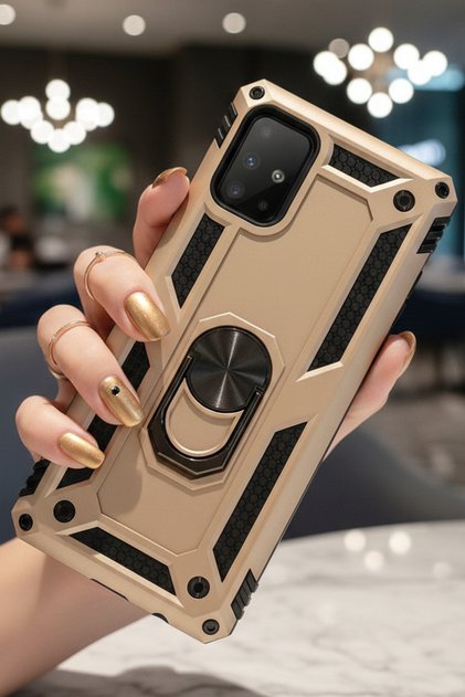 Samsung Galaxy A71 Case Magnetic Tpu Tank Cover with Ring Stand