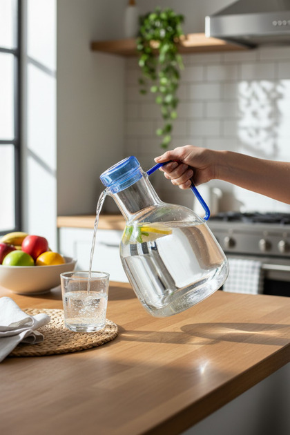Modern Tasarım Cam Su Sürahisi - Isıya Dayanıklı Borosilikat- Şık Sunum 1800ml