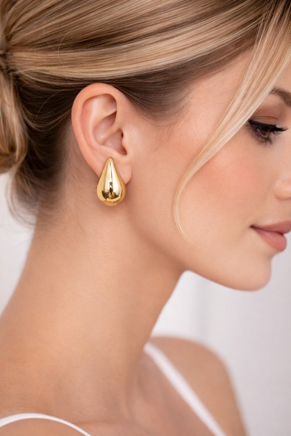 Women's Yellow Steel Drop Earrings - Non-Tarnish Shiny Luxury Model