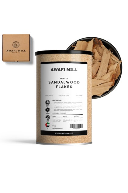 Indian Sandalwood Flakes - Bottle of 100 gram / 3.5 Oz