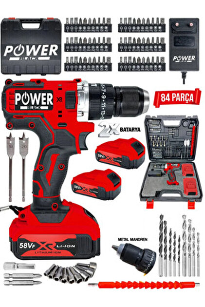 POWER BLACK Ultragüçlü 12v Darbeli Şarjlı Matkap Metal Şanzıman