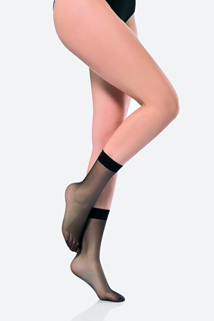 Siyah Tam Parlak 15 Denye Burunsuz Soket Çorap