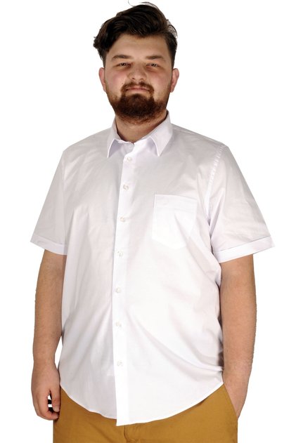 Mode XL Large Size Men's Classic Shirt Lycra 20352 White