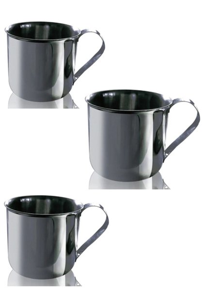 3 Adet Metal Kupa Bardak Piknik Kamp Bardağı Kupası 9 cm 300 ml