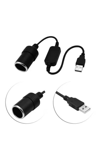 محول موصل قابس ملحقات السيارة الداخلية باللون الأسود من USB 5 فولت إلى 12 فولت محول تحكم سلكي