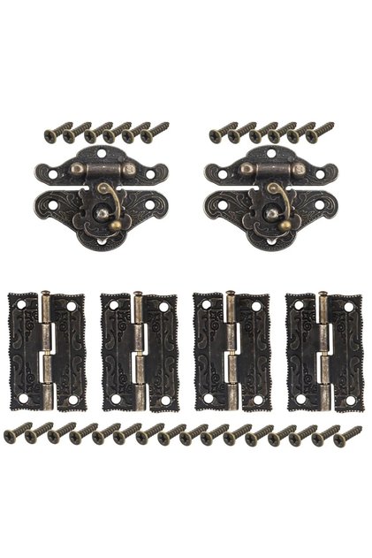 6pcs 6pcs Antique Bronze Cabinet Door Hinge For DIY Box Furniture Hinges With Screws Wooden Box Latc