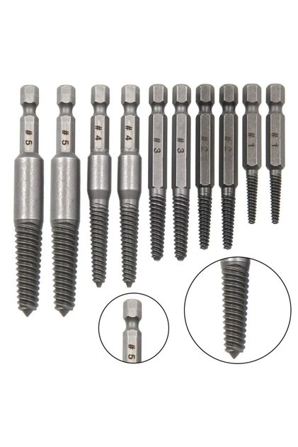 10pc extractor set 10pc Hexagonal Shank Broken Head Screw Extractor Screw Broken Head Screwdriver fo