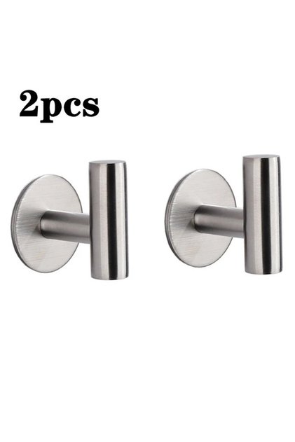 Sliver-2pc 1/2pcs Stainless Steel Robe Hook Adhesive Wall Hook Towel Hook for Bathroom Kitchen Heavy
