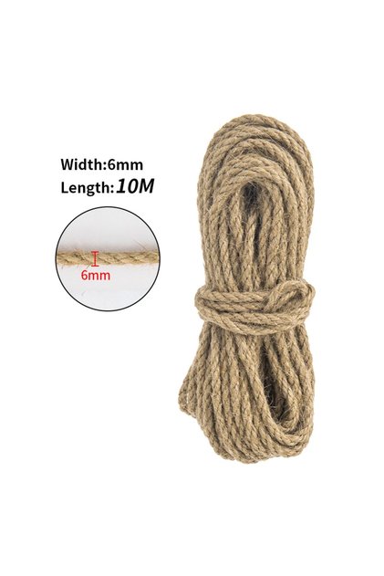 6mm-Jute(10m) Natural Sisal Rope for Cat Tree DIY Scratching Post Toy Climbing Frame Replacement Kit