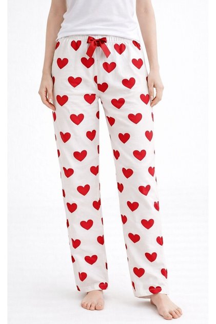 Women's Heart Patterned Single Bottom Pajamas