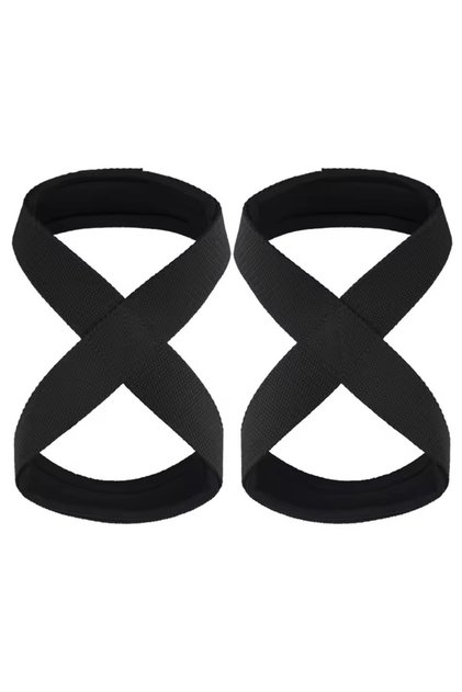 2pcs Black 1-2pcs Padded Figure 8 Straps Deadlift Weight Lifting Wrist Straps Power Lifters Workout