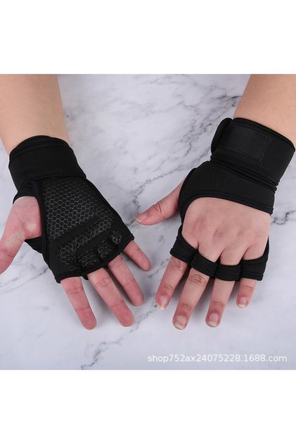 L B-Black Gym Gloves with Wrist Wrap, Full Protection, Super Breathable Weight Lifting Workout Glove