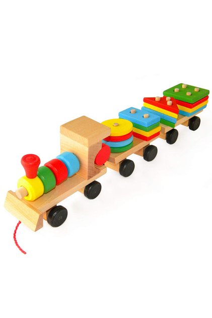 - Wooden Toy Stacking Train - Pull Along Toy