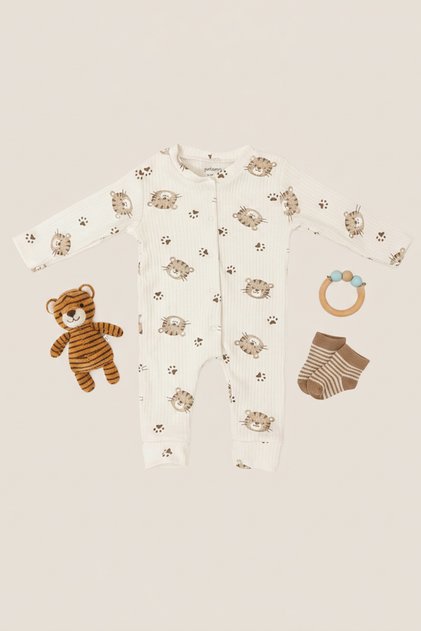 Unisex Baby Cat and Paw Patterned 100% Cotton Soft Textured Seasonal Hospital Release Outfit 0-9 Months