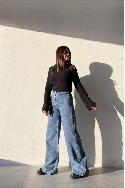 Extra High Waist Lycra Palazzo Loose Jeans