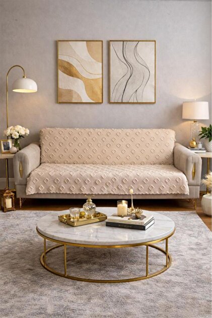 Pondü 170X210 cm Non-Slip Base Sofa Cover Beige