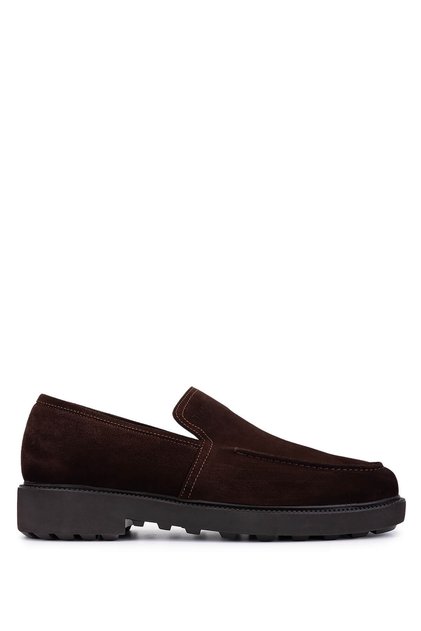 Men's Genuine Leather Brown Suede Loafer Shoes