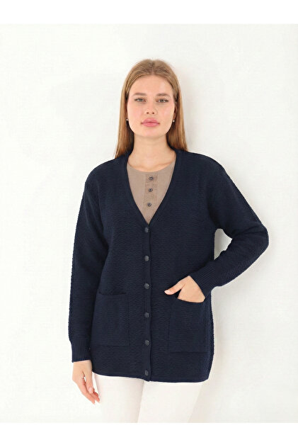 Mother Buttons Full Knit Large Size Knitwear Cardigan 1606