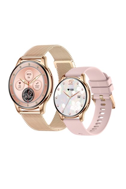 Smartwatch Damă Elegant cu Apeluri BT, Monitorizare Sănătate, Ecran AMOLED Premium, Două Curele