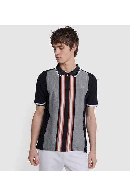 Black Striped Men Polo T-Shirts