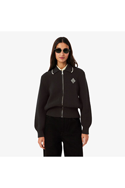 Lacoste Kadın Loose Fit Fermuarlı Kahverengi Hırka - Fiyatı, Yorumları