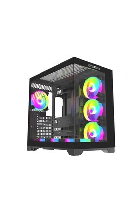 Strong Dragon 7x 120 mm Fanlı ARGB Kumandalı ATX Akvaryum Siyah