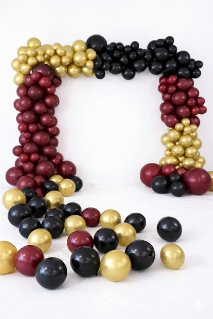 Harry Potter Themed Balloon Chain Set of 100 (Black–Gold–Burgundy) | Birthday & Graduation