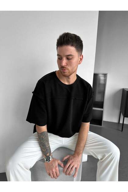 Oversize Vintage Detailed Ripped Knitwear T-Shirt Vintage Washed Streetwear Loose T-Shirt