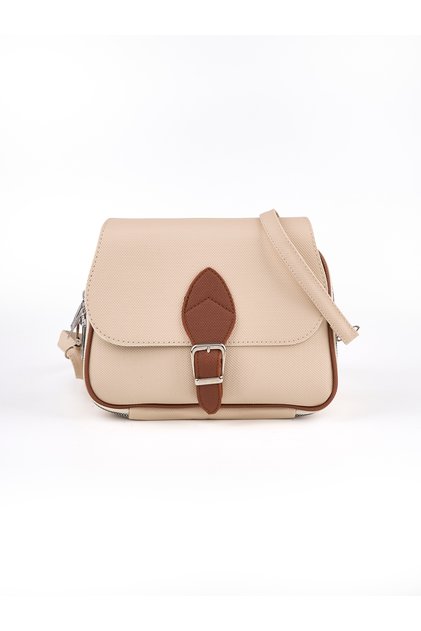 Women's Bag with Cover Detail, Three Compartments, Crossbody, Width: 23 Cm, Length: 19 Cm, Width: 10 cm
